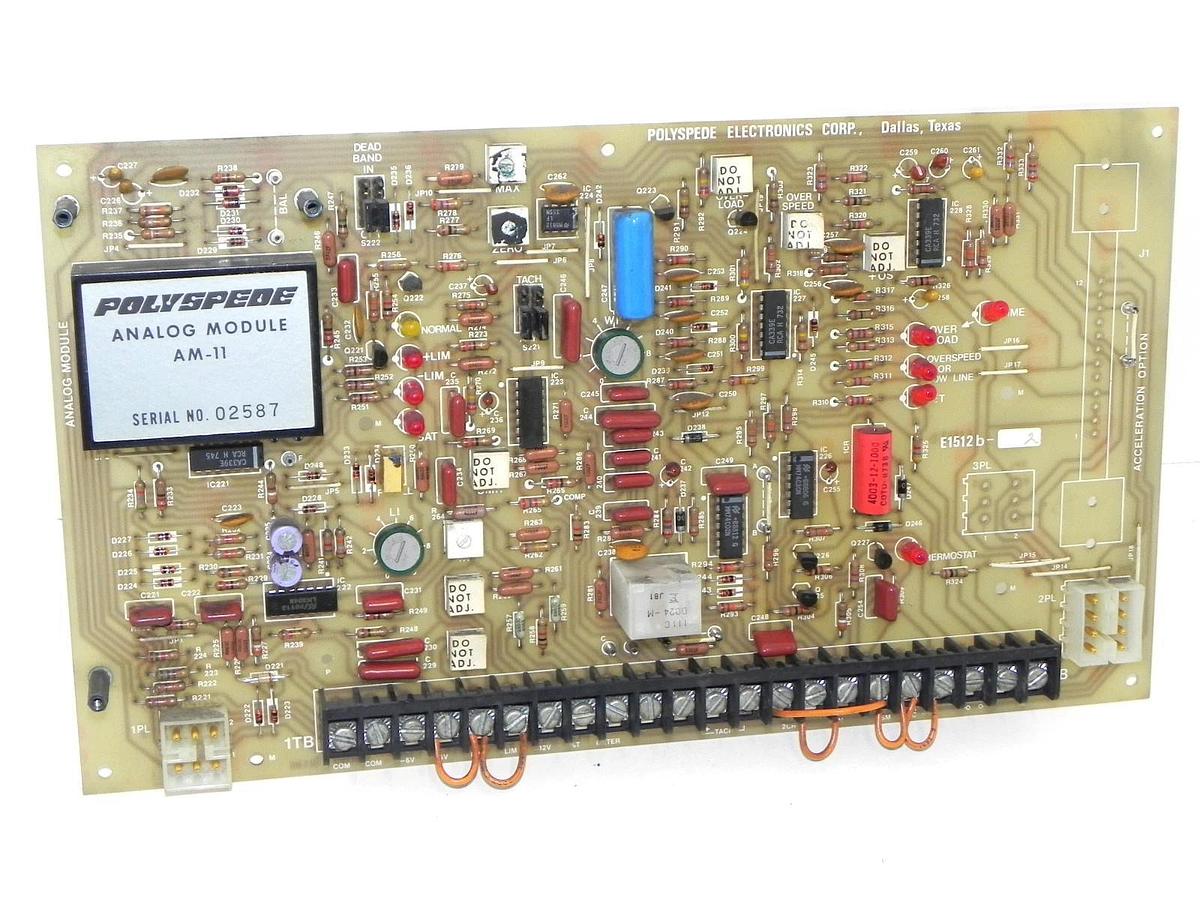 Used POLYSPEDE E1512B-2 CONTROL BOARD W/ AM-11 ANALOG MODULE E1512B2