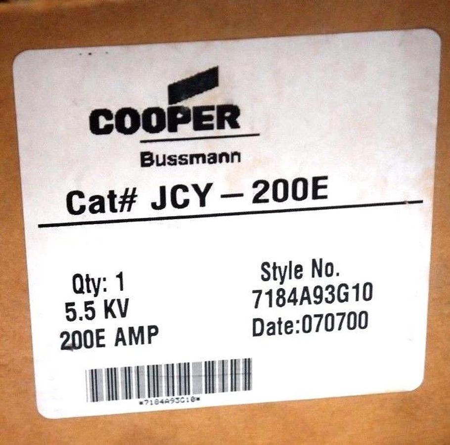 Used NIB COOPER BUSSMANN JCY-200E BUSS HIGH VOLTAGE FUSE SYLE NO. 7184A93G10