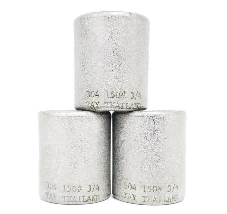 LOT OF 3 NEW GENERIC 304-150#-3/4 COUPLINGS, 304 STAINLESS STEEL, 150#, 3/4"