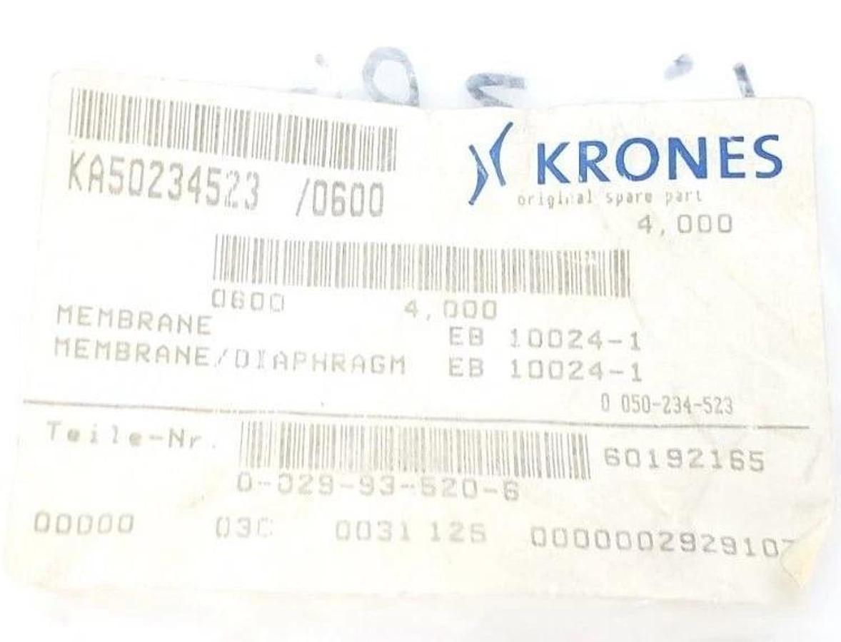 LOT OF 6 NEW KRONES 0-029-93-520-6 MEMBRANES / DIAPHRAGMS EB 10024-1, GMB 102-8