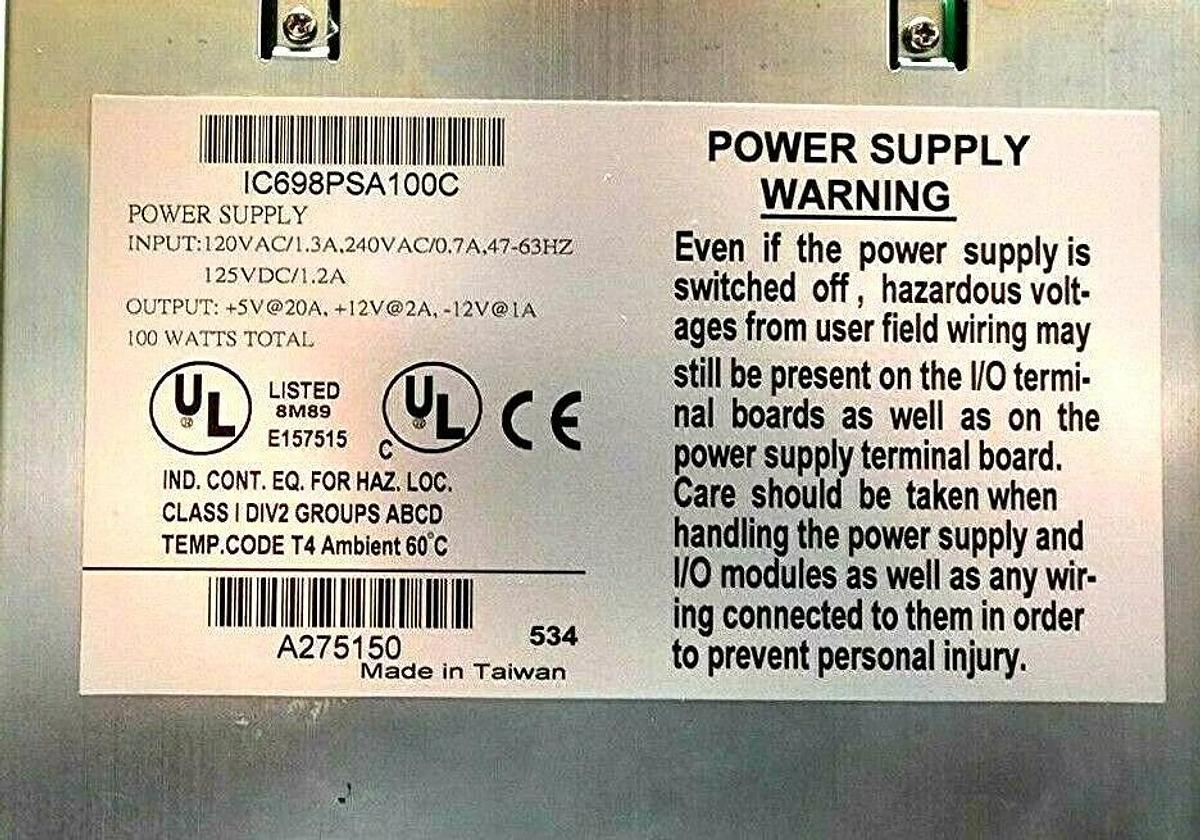 Used USED GE FANUC IC698PSA100C PACSystems RX7i POWER SUPPLY MODULE 100W AC
