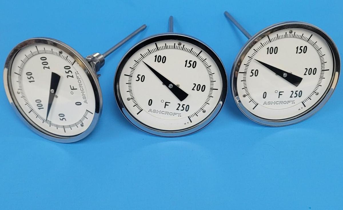Used 3 NEW ASHCROFT 250-2874 FLUID THERMOMETERS 2502874