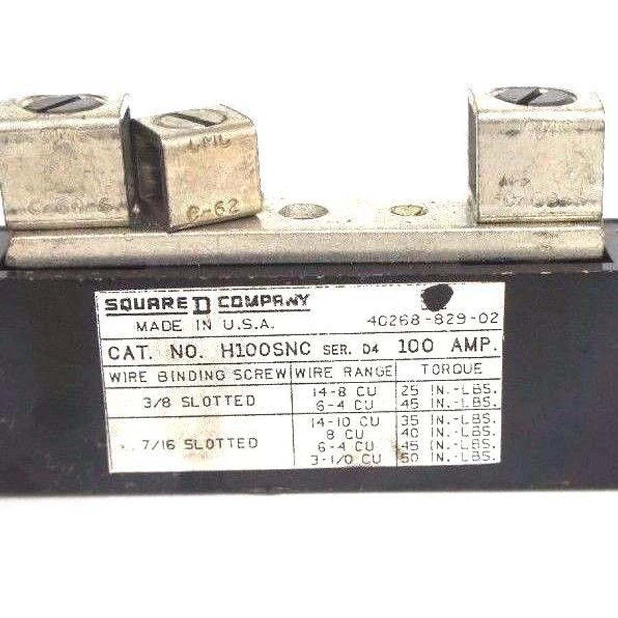 NEW SQUARE D H100SNC INSULATED GROUNDABLE NEUTRAL ASSEMBLY SER. D4, 48834