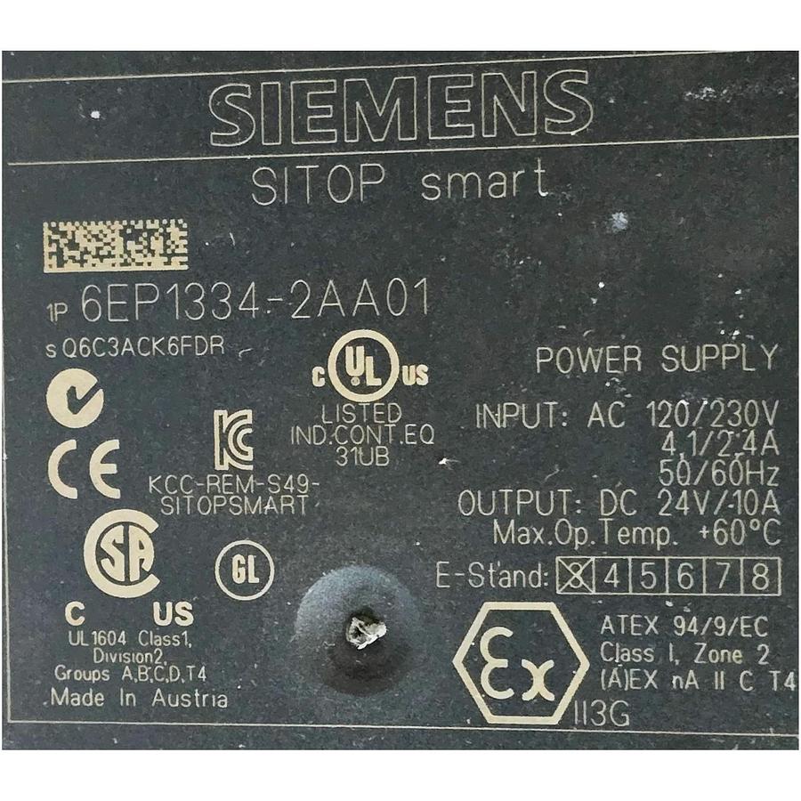 Used SIEMENS 6EP1334-2AA01 / 6EP13342AA01 SITOP smart POWER SUPPLY 24VDC OUTPUT USED