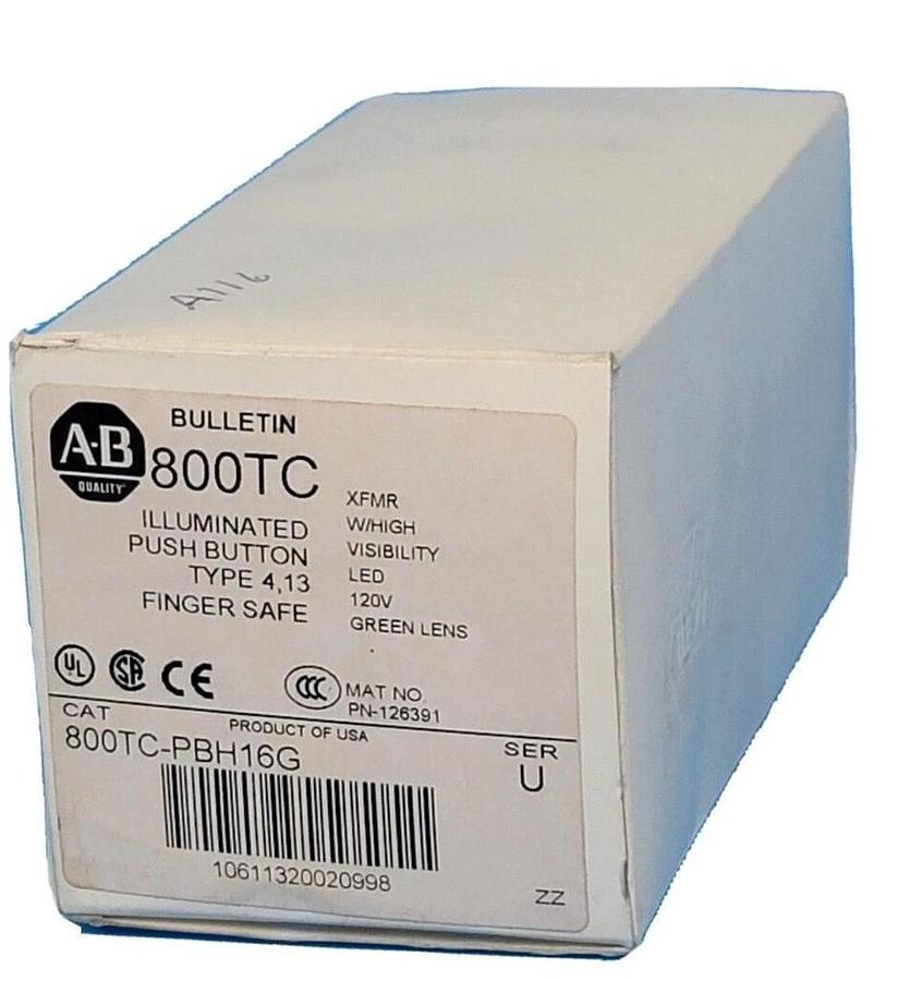 Used NEW ALLEN BRADLEY 800TC-PBH16G /U ILLUMINATED PUSH BUTTON 800TCPBH16G