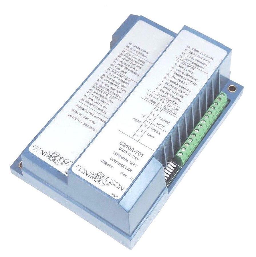 Used JOHNSON CONTROLS C210A-701 DIGITAL VAV TERMINAL UNIT CONTROLLER REV R, C210A701