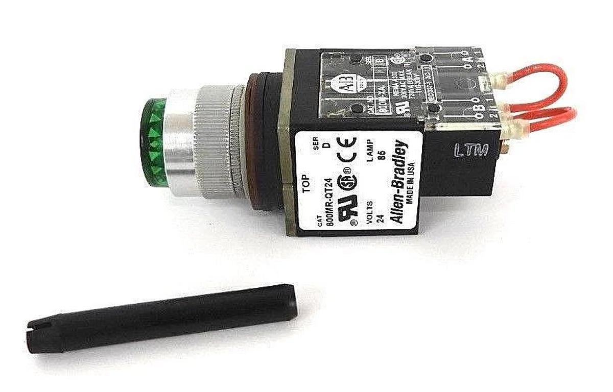 Used NIB ALLEN BRADLEY 800MR-QT24 PUSH BUTTON SER D, 24V, LAMP 85, 800MRQT24