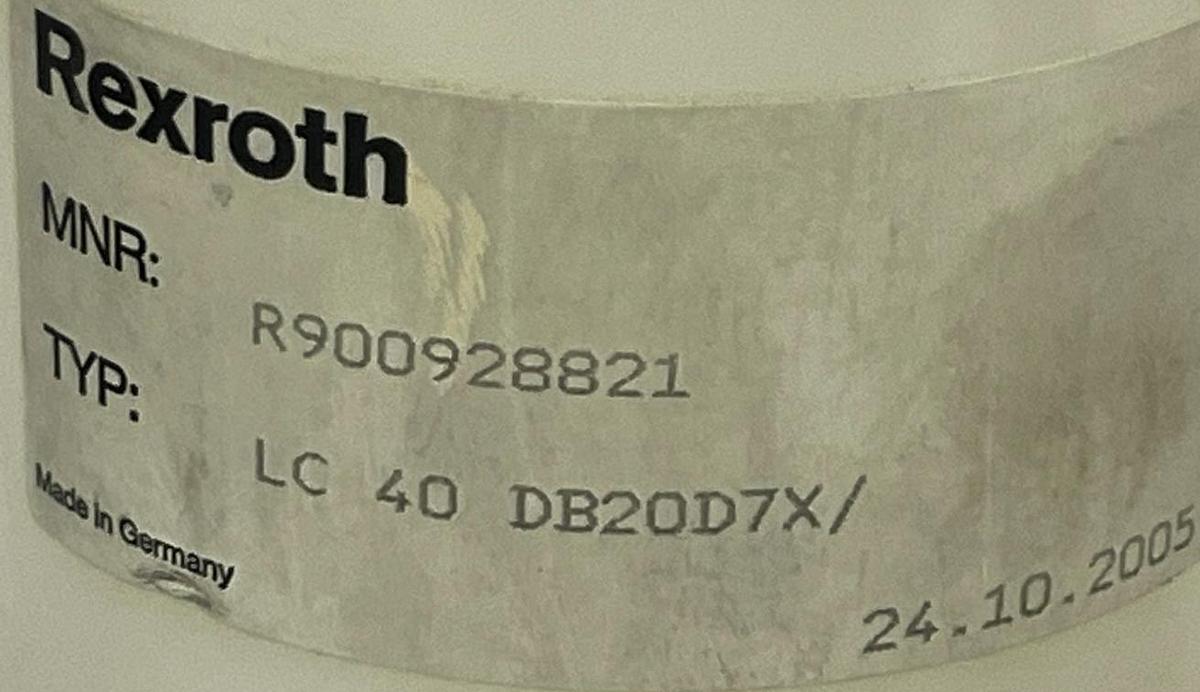 Used Bosch Rexroth R900928821 Logic Cartridge Valve - LC40DB20D7X/ - NG40 2-Way, NSMP