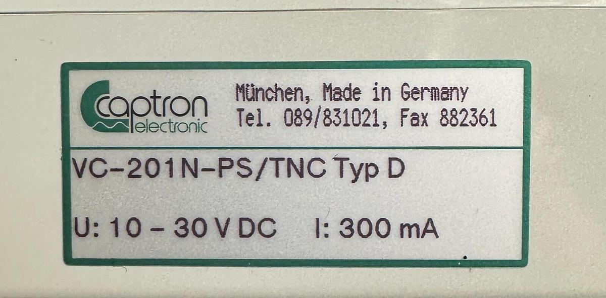 Used NEW CAPTRON ELECTRONIC VC-201N-PS/TNC / VC201NPSTNC TYPE-D SENSOR 10-30Vdc 300mA