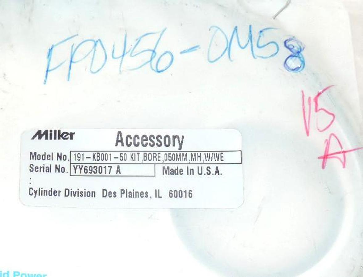 NEW MILLER FLUID POWER 191-KB001-50 BORE KIT, 050MM, MH, W/WE SER. NO: YY693017A