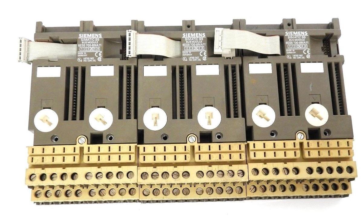 Used LOT OF 3 SIEMENS 6ES5-700-8MA11 BUS MODULES 6ES57008MA11