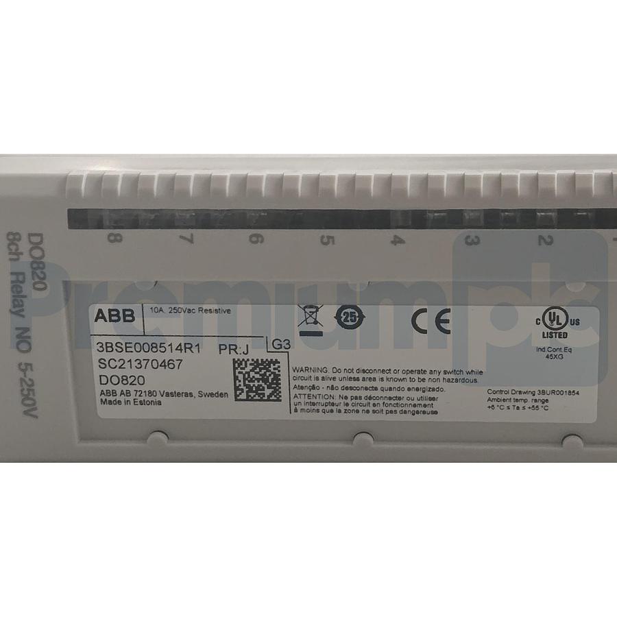Used ABB S800 I/O 3BSE008514R1 DO820 Digital Output Module 8-Ch Relay PR:J G3 NSMP