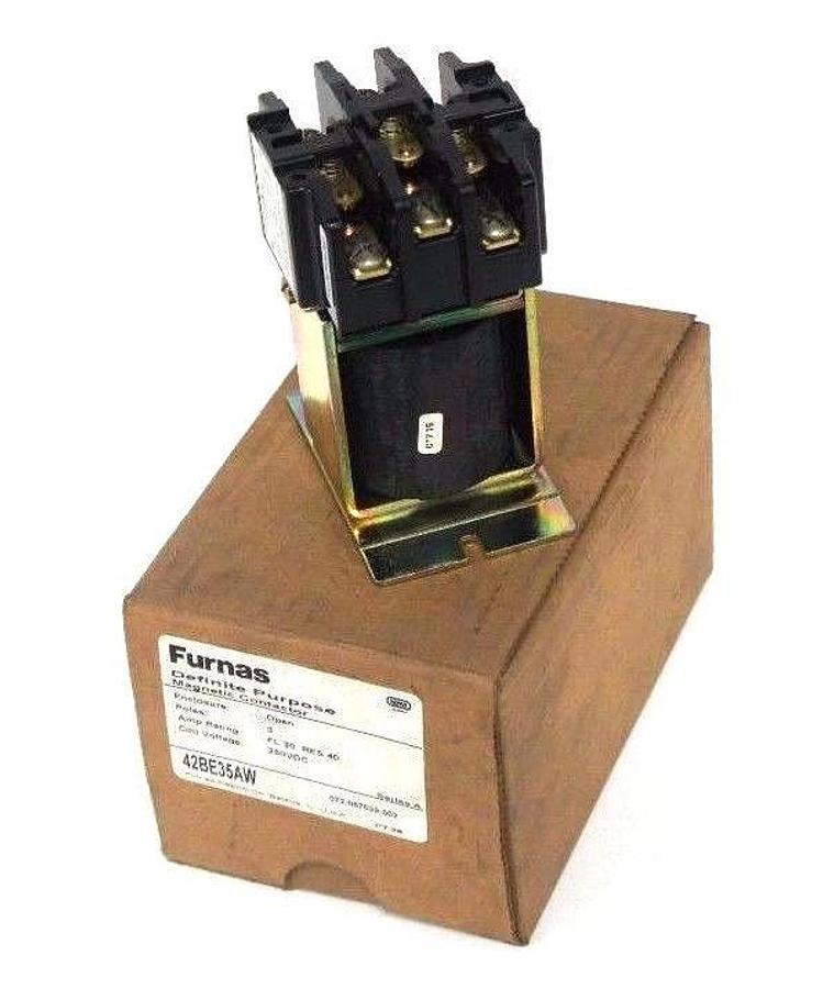 Used NIB FURNAS 42BE35AW MAGNETIC CONTACTOR 3 POLE, FL 30 RES 40, 250VDC