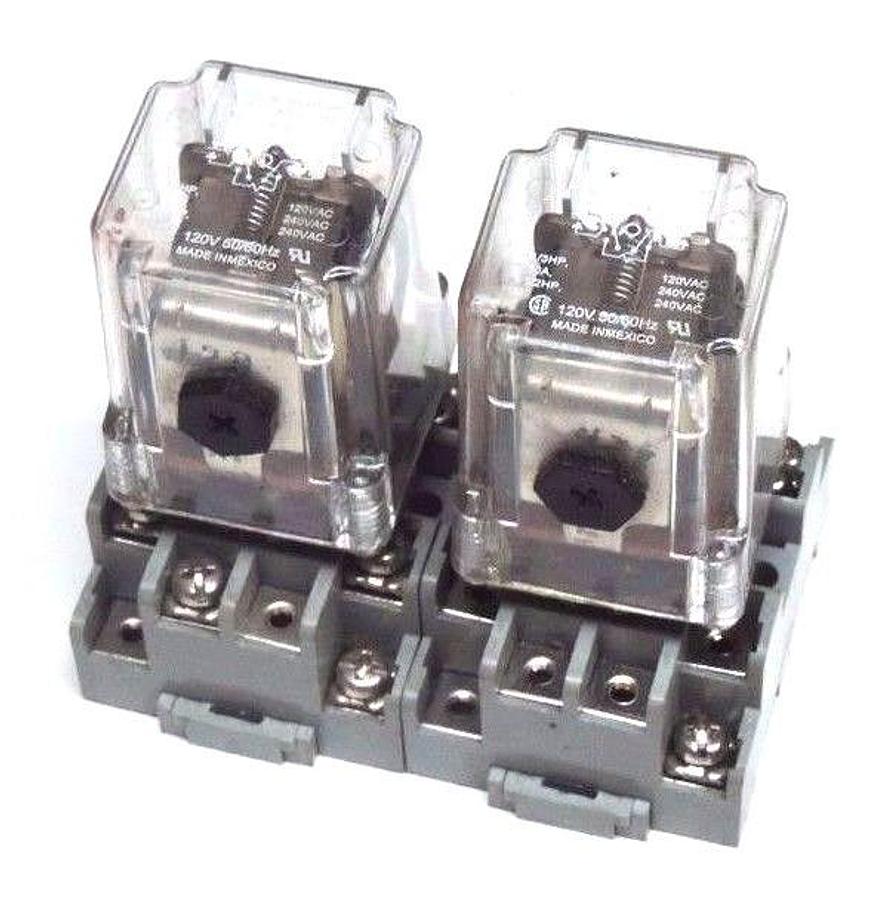 Used LOT OF 2 IDEC SR3P-05 RELAY SOCKETS W/ POTTER & BRUMFIELD KRP-14AG-120 RELAYS