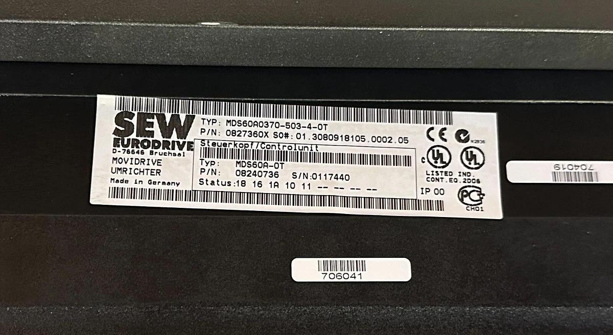 Used SEW EURODRIVE MDX60A0370-503-4-00 / MDS60A0370-503-4-0T MOVIDRIVE DRIVE 8227217