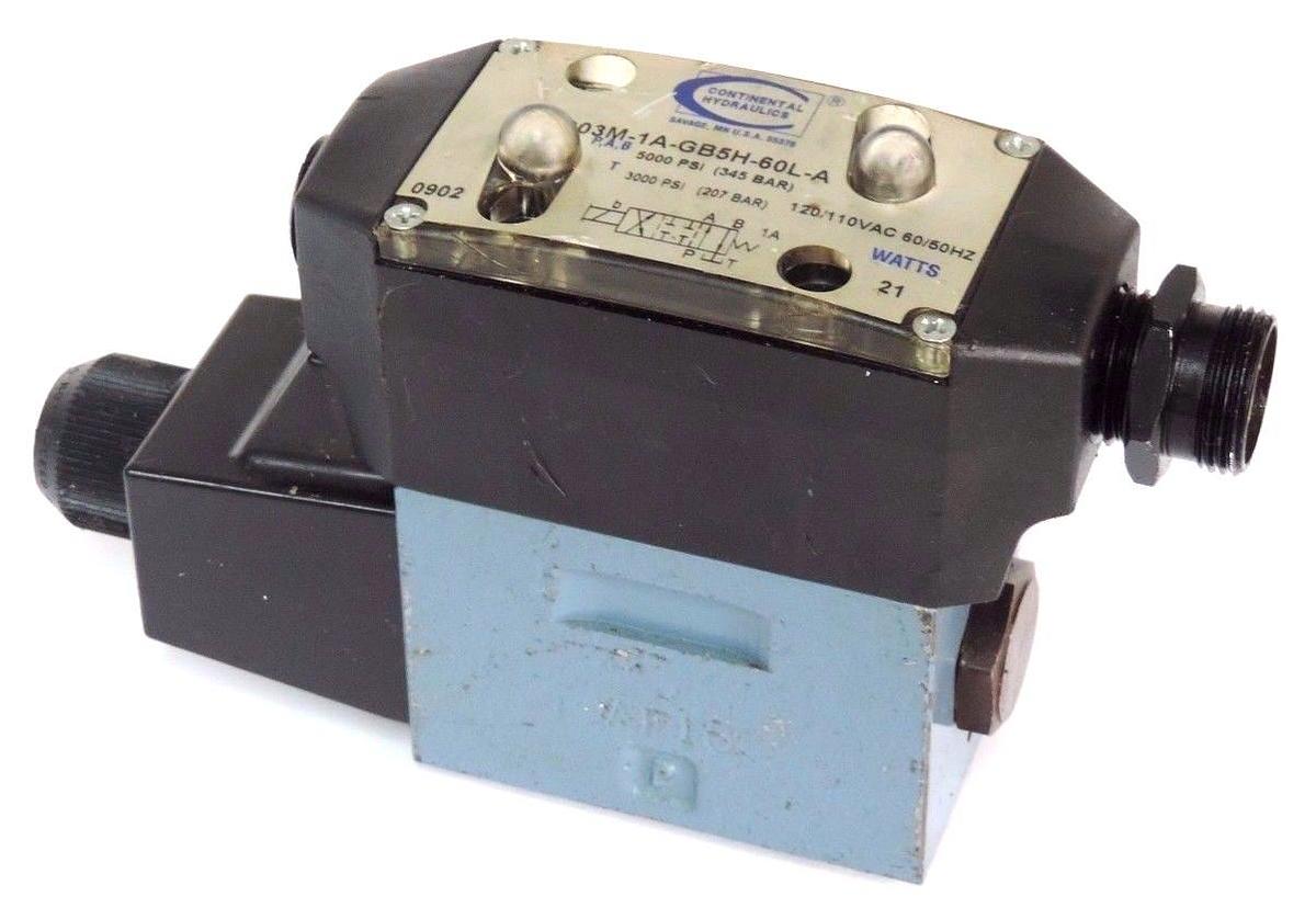 Used CONTINENTAL VSD03M-1A-GB5H-60L-A HYDRAULIC VALVE 21WATTS 110-120VAC 50/60HZ