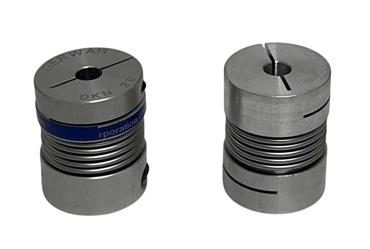 Used 2 RIMTEC GERWAH DKN-20 / DKN20 MINI BELLOWS COUPLINGS W/ CLAMPING HUB NSNP