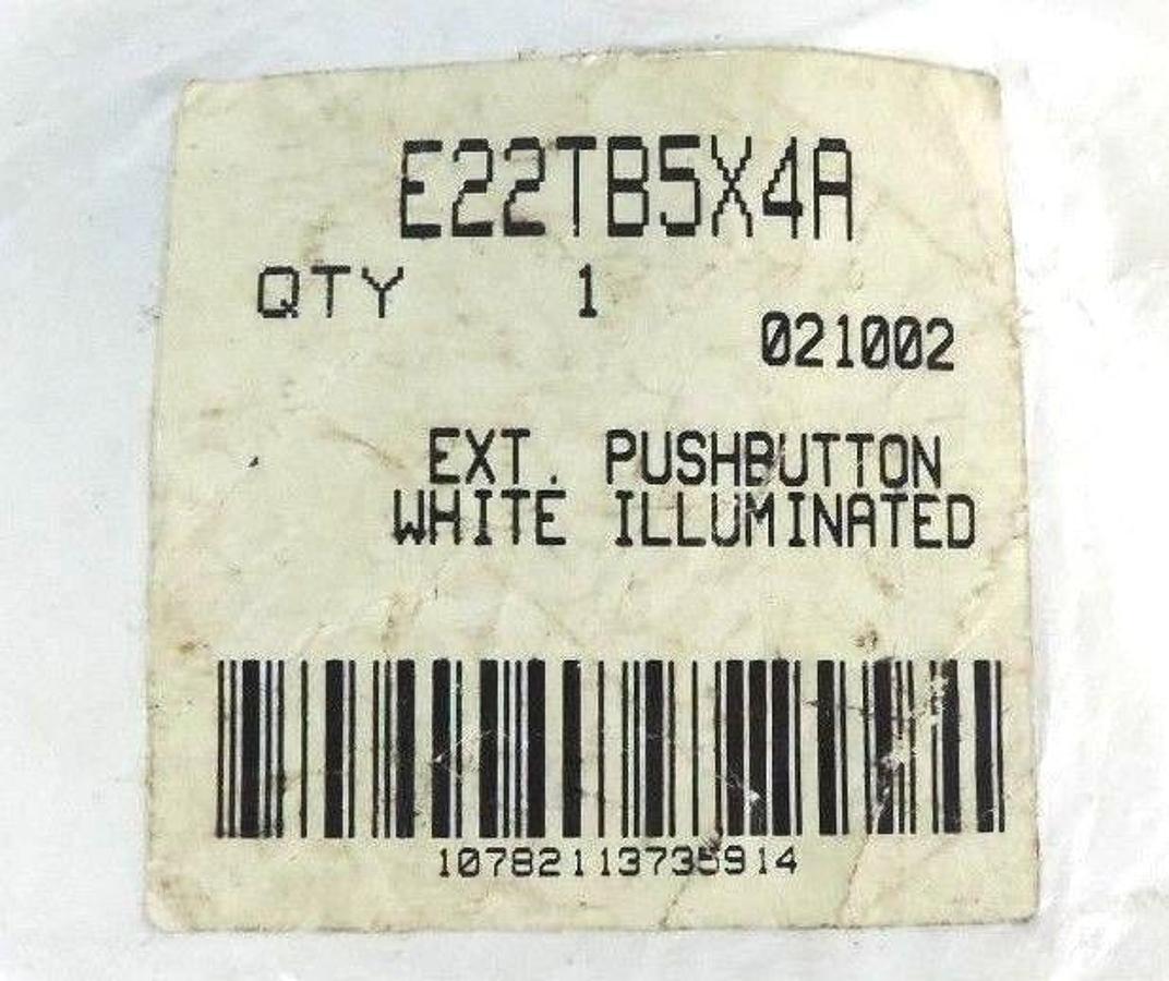 EATON CUTLER HAMMER E22TB5X4A PUSH BUTTON OPERATOR WHITE ILLUMINATED E22-TB5X4A