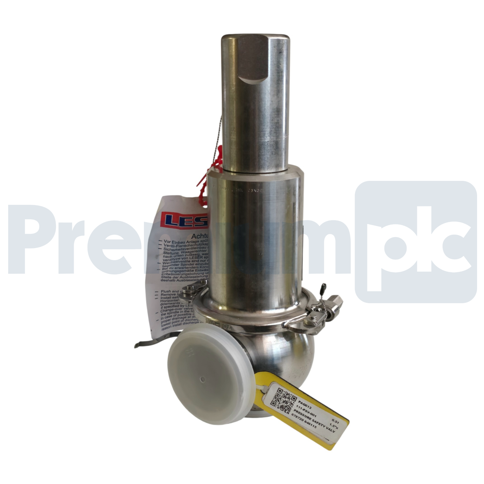 Used LESER 4834.7712 Type 483 Safety Relief Valve 1.5" x 2" NPS 316L/SS 20.3psi NSNP