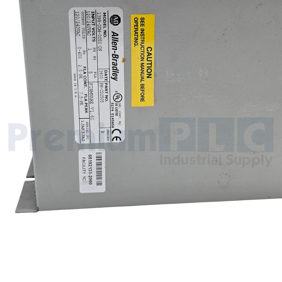 Used ALLEN BRADLEY 1398-DDM-005X-DN /B ULTRA 100 INDEXING DRIVE F/W V1.60 PN-C22505
