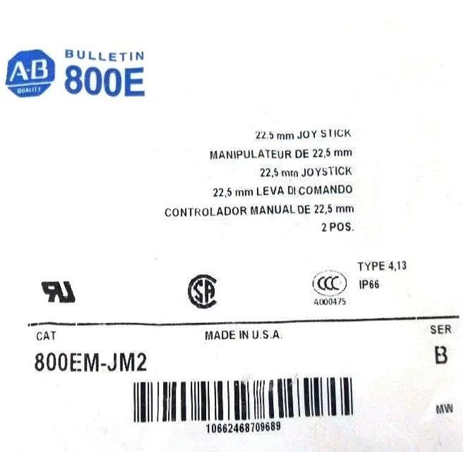 Used NIB ALLEN BRADLEY 800EM-JM2 JOYSTICK OPERATOR SER B 22.5MM 800EMJM2
