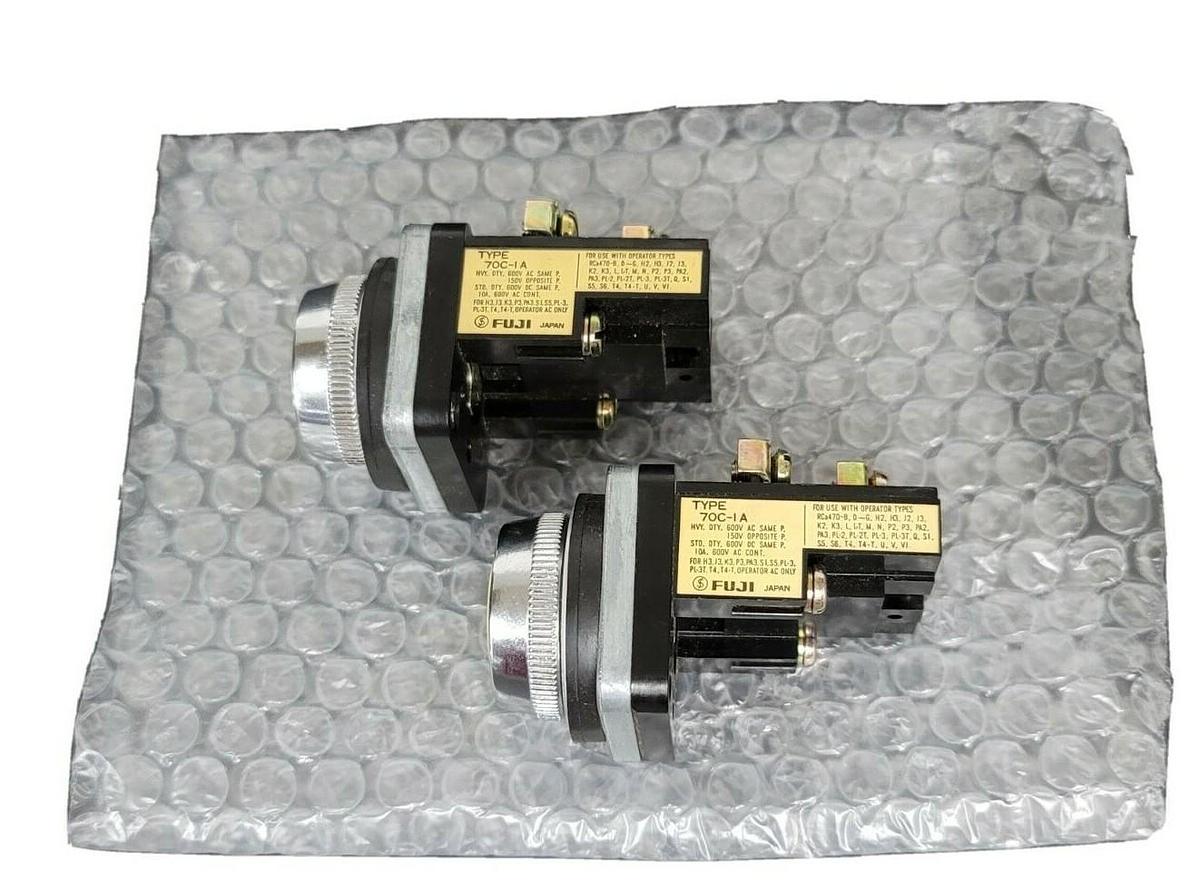 Used LOT OF 2 NEW FUJI ELECTRIC 70C-IA CONTACT BLOCKS 70CIA, YELLOW CAP PUSHBUTTON