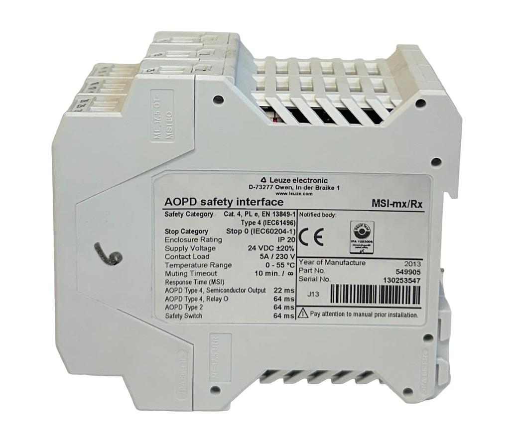 Used LEUZE MSI-mx/Rx / 549905 LUMIFLEX MSI AODP SAFETY INTERFACE RELAY 24VDC USNP