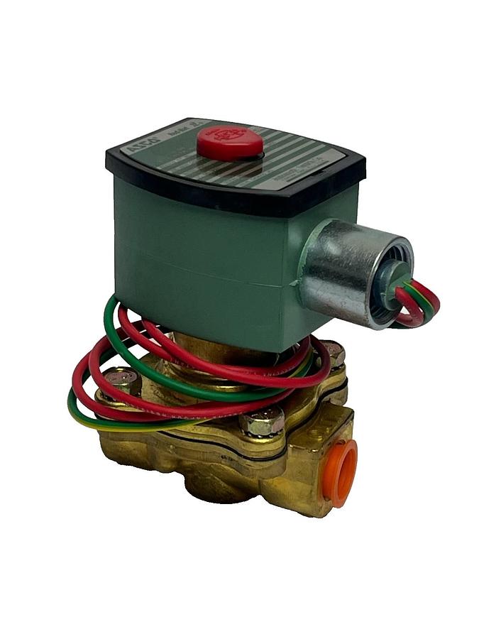 Used ASCO Red-Hat II 8210G33 Solenoid Valve 3/8" NPT 120V N.O. Brass 125 PSI - NSMP
