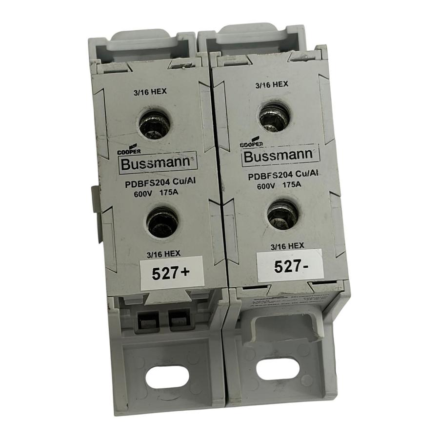 Used LOT OF 2 Bussmann PDBFS204 Power Distribution Block 600V 175A Finger Safe