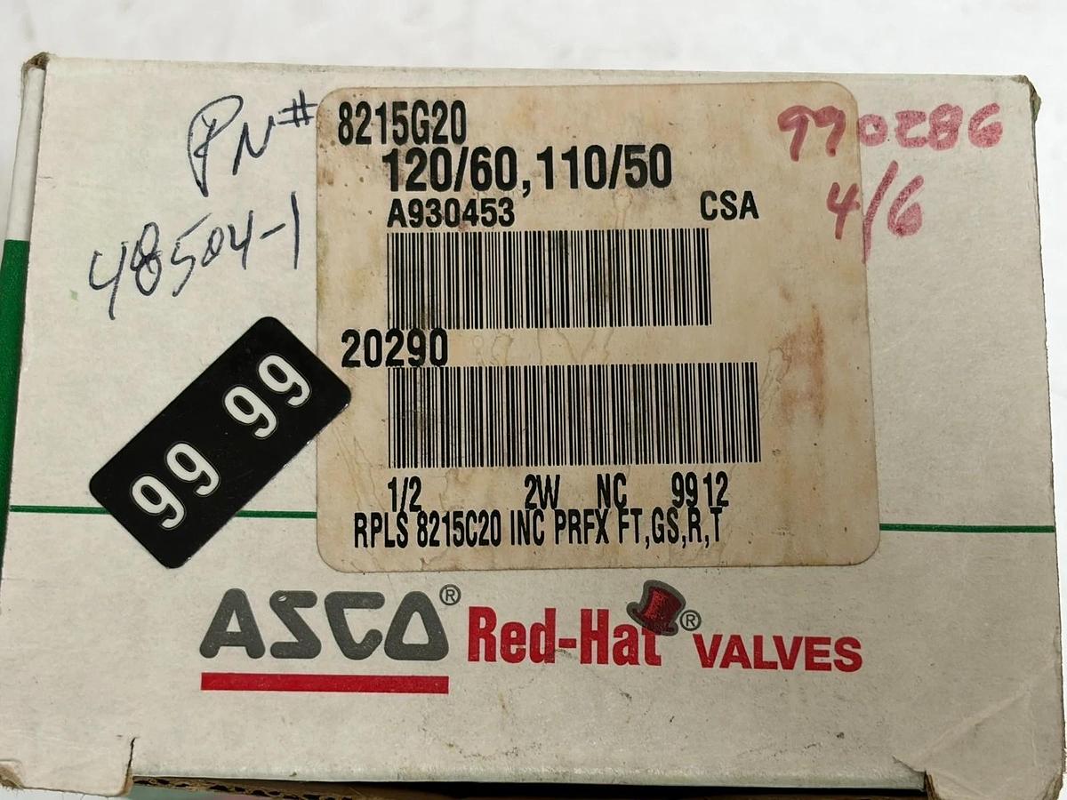 ASCO RedHat 8215G20 2-Way Normally Closed 1/2" NPT Gas Solenoid Valve 120VAC