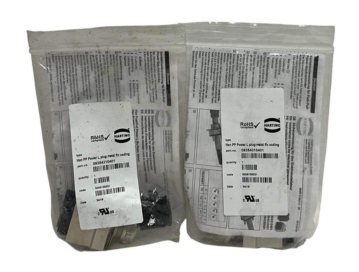 2 HARTING 09354310401 HAN PP POWER L PLUGS METAL FLX CODING PUSH-IN OEM NSMP
