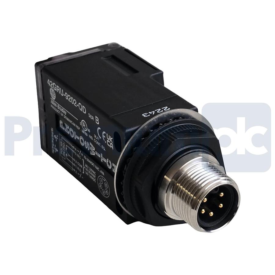 Used Allen-Bradley 42GRU-9202-QD /B PHOTOSWITCH Photoelectric Sensor M12 NSMP (read)