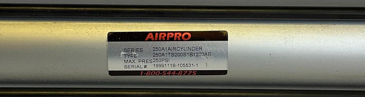 Used NEW AIRPRO 250A-1TS200S1B1200-AB / 250A1TS200S1B1200AB PNEUMATIC CYLINDER 250PSI