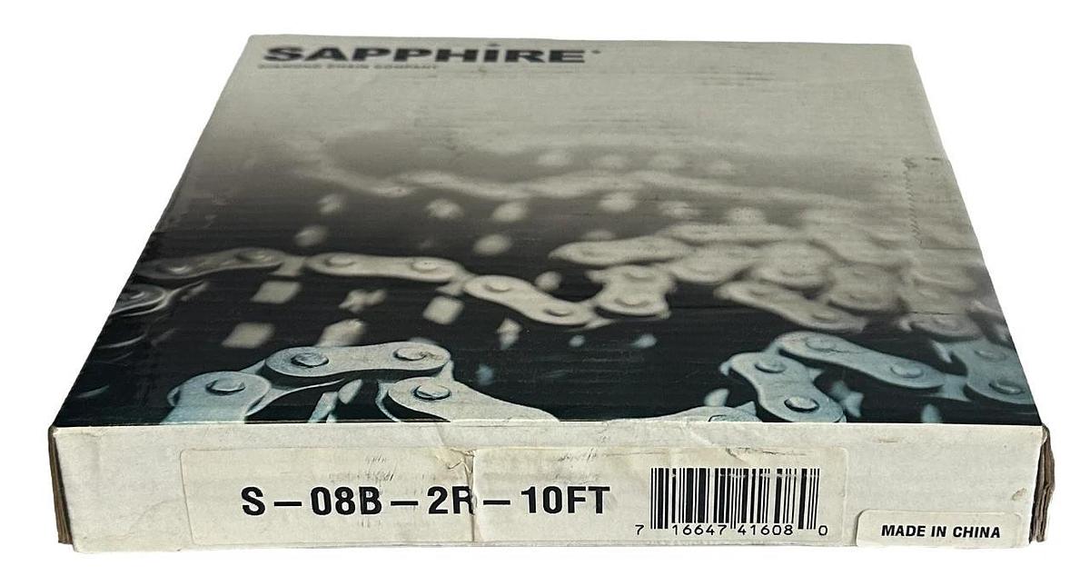 Used NEW DIAMOND S-08B-2R-10FT / S08B2R10FT SAPPHIRE ROLLER CHAIN 10FT S-08B-2R RIV