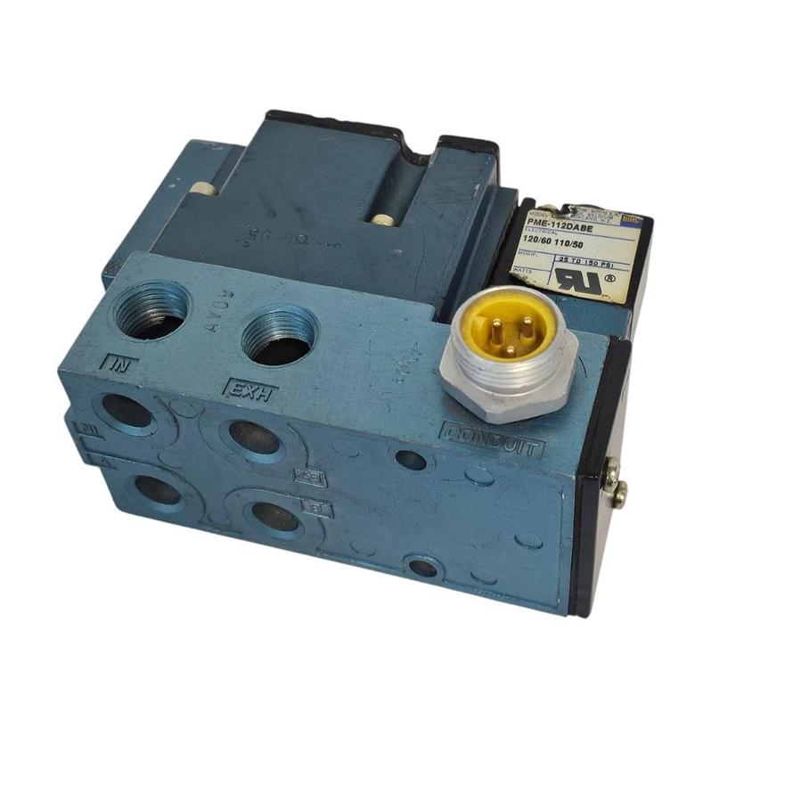Used MAC 6211C-000-PM-112DA SOLENOID VALVE 6200 SER. 4WAY W/ PME-112DABE PILOT VALVE