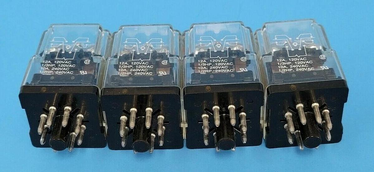 Used LOT OF 4 POTTER & BRUMFIELD KRPA-11AG-120 RELAYS KRPA11AG120, 120V, 50/60HZ