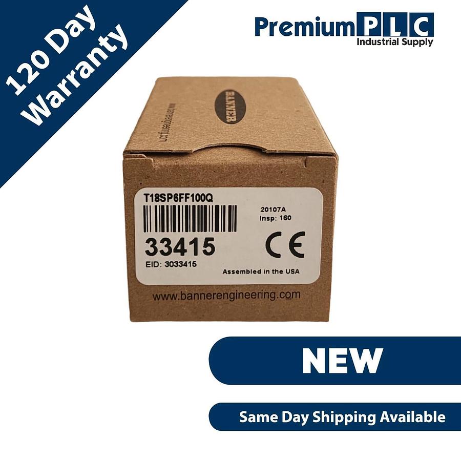 Used NEW BANNER T18SP6FF100Q EZ-BEAM T18 SERIES BARREL-MOUNT SENSOR M12 P/N 33415 662488334154