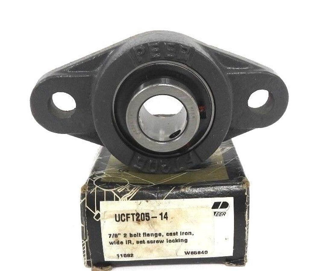 Used NIB PEER UCFT205-14 7/8'' 2-BOLT FLANGE, CAST IRON WIDE IR, SE SCREW LOCKING