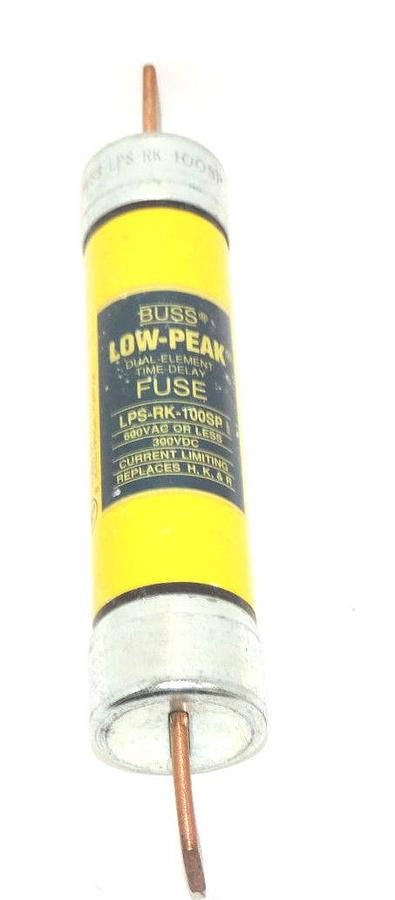 Used BUSSMANN LPS-RK-100SP LOW-PEAK DUAL ELEMENT TIME-DELAY FUSES LPSRK100SP