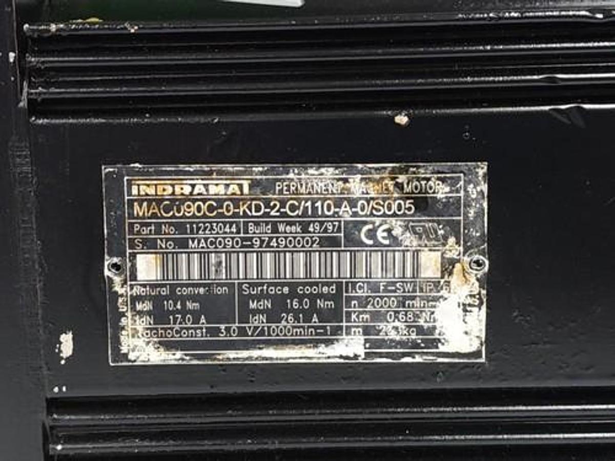Used REPAIRED INDRAMAT MAC090C-0-KD-2-C/110-A-0/S005 SERVO MOTOR 10.4Nm 11223044