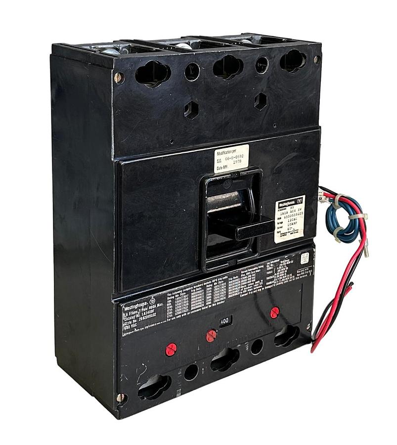 Used WESTINGHOUSE LA3400F / 2602D99G02 CIRCUIT BREAKER 3-POLE 400A 600VAC 655D555G05