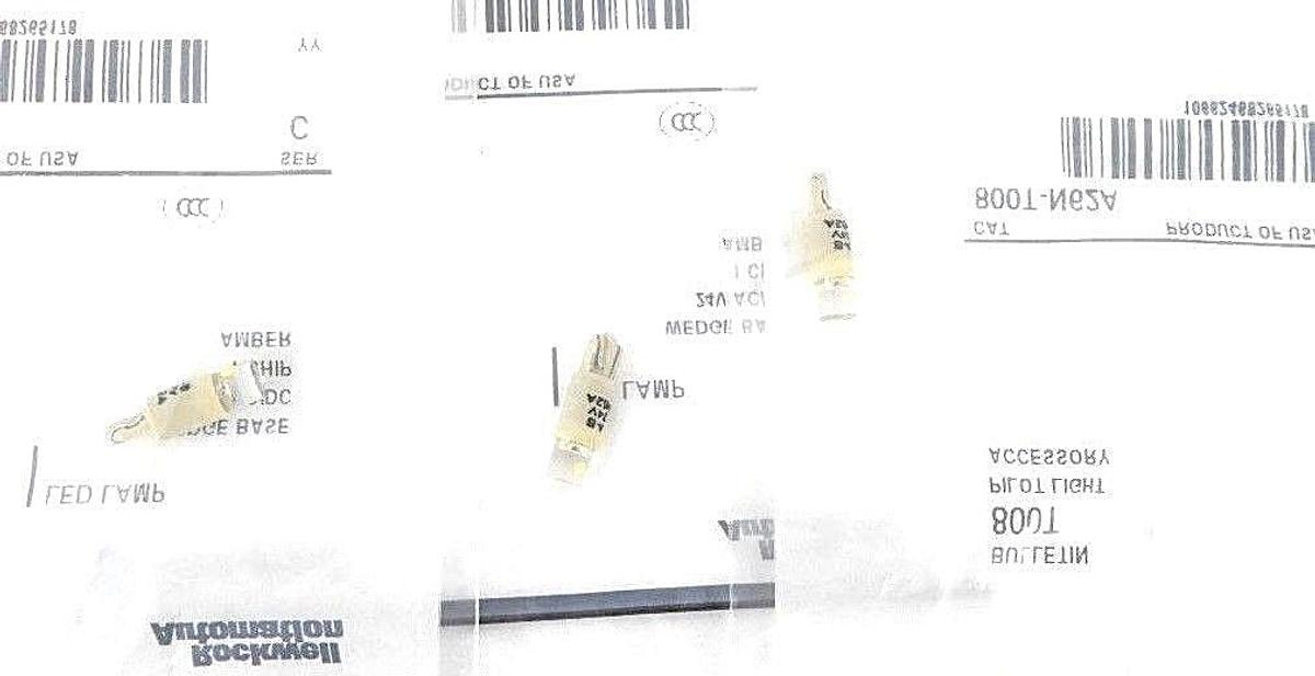 LOT OF 3 NEW ALLEN BRADLEY 800T-N62A LED LAMP AMBER WEDGE BASE 24V, SER. C