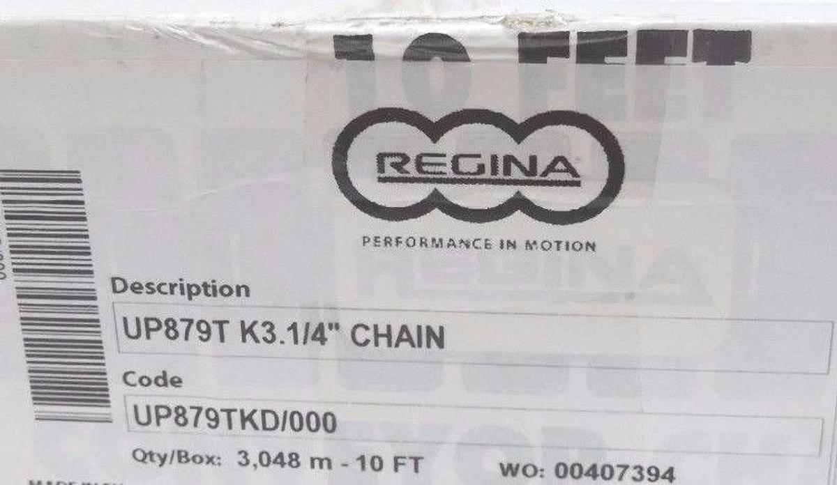NIB REGINA UP879TK3.1/4 TABBED FLAT CHAIN 10FT LENGTH 3-1/2" WIDTH 1-1/4" PITCH