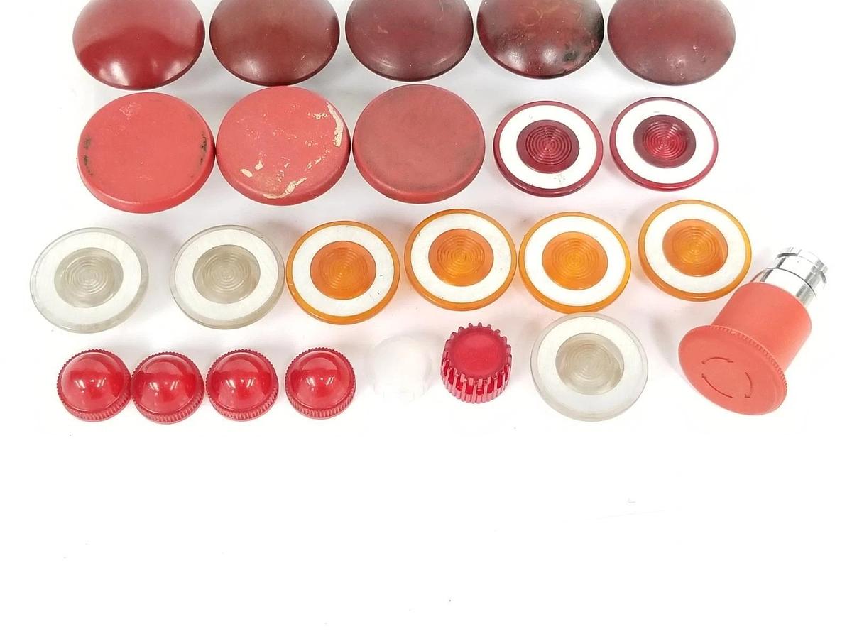 Used LOT OF 24 ASSORTED PUSHBUTTON HEADS / CAPS