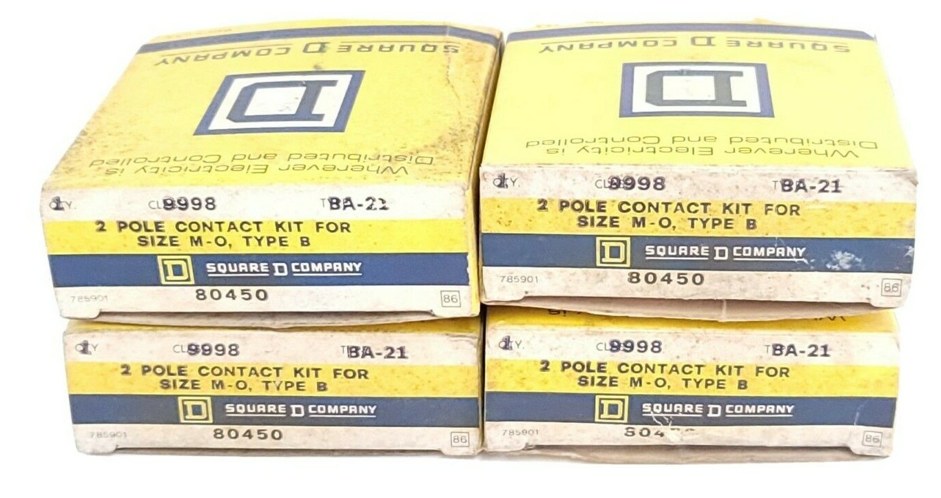 LOT OF 4 NIB SQUARE D 9998-BA-21 2-POLE CONTACT KITS 9998BA21