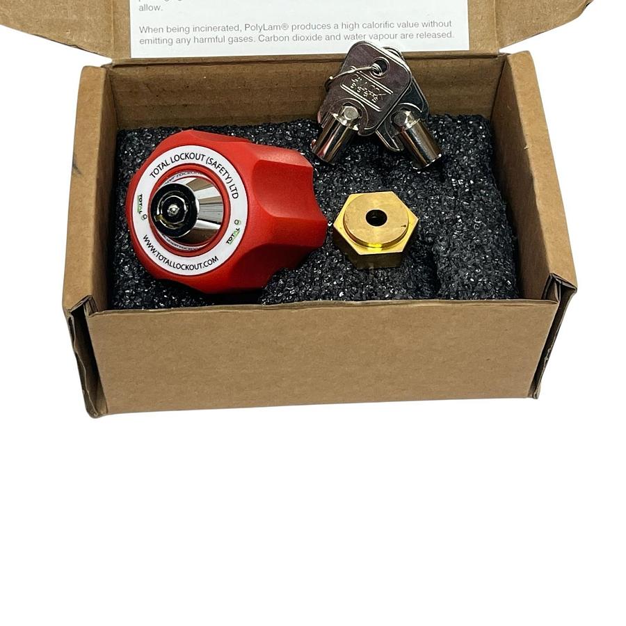 Total Lockout Needle Valve Lockout Device Red Handle 6.0mm Brass Adapter