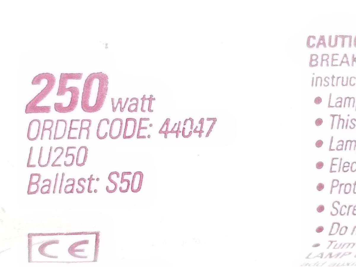 Used NEW GENERAL ELECTRIC 44047 LUCALOX LAMP 250W, LU250, BALLAST: S50