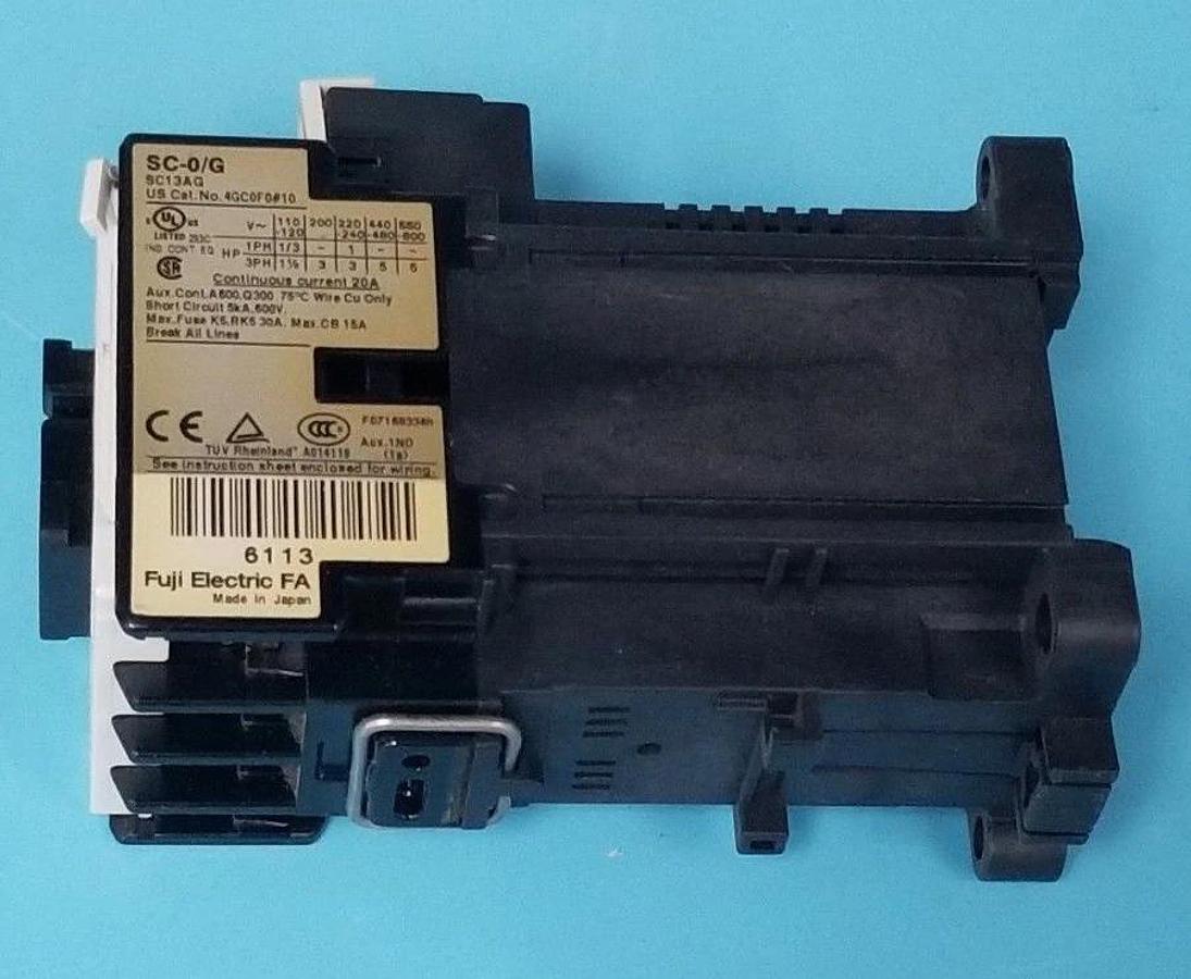 Used FUJI ELECTRIC SC-0/G [13] CONTACTOR CAT NO: 4GC0F0#10, SC13AG, SCO/G, 24VDC COIL