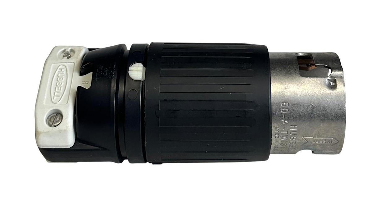 Used HUBBELL CS8165C INSULGRIP TWIST-LOCK PLUG 50A 3PHASE 480VAC 3-POLE 4-WIRE NSMP