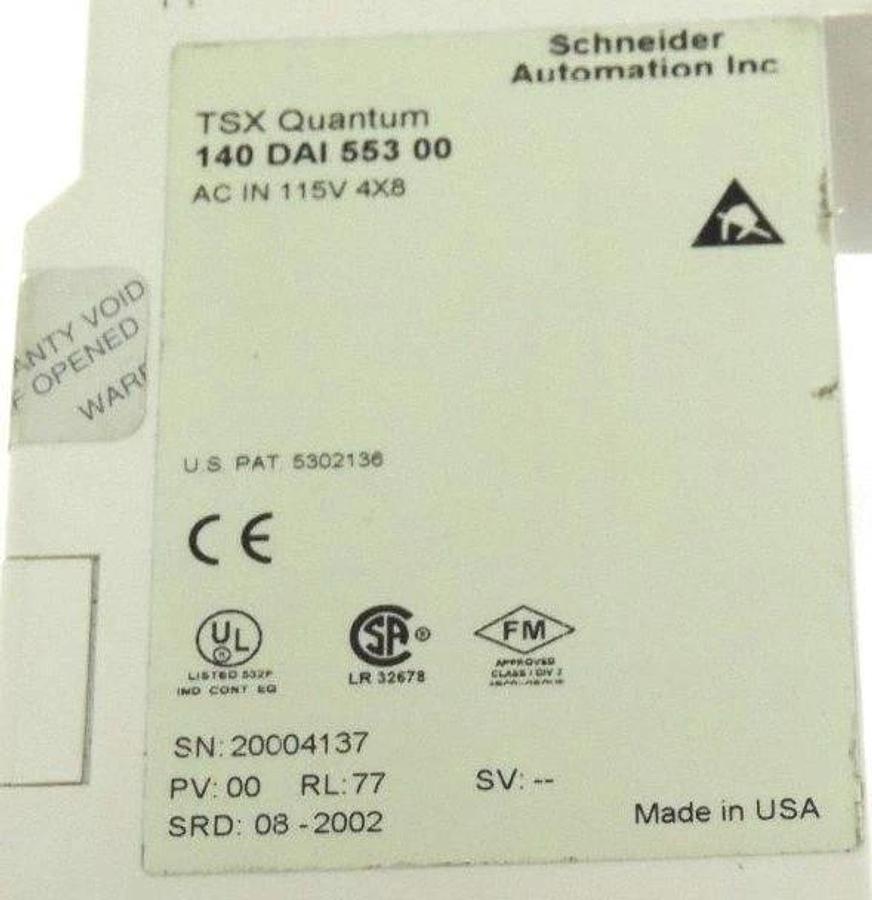 Used SCHNEIDER AUTOMATION TSX QUANTUM 140DAI55300 AC IN 115V 4X8, 140 DAI 553 00